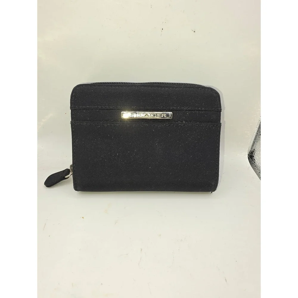 Villager Black Microfiber Bifold Zip Around Wallet Keychain ID Window Card Case